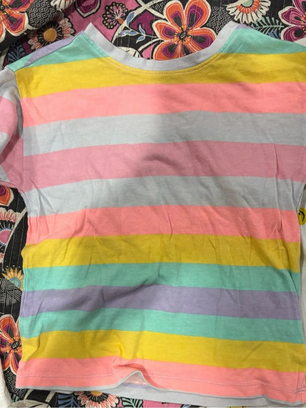 Old Navy Kids' Tee Bundle- White Tee with Yellow- Smiley Tee- Striped Tee
